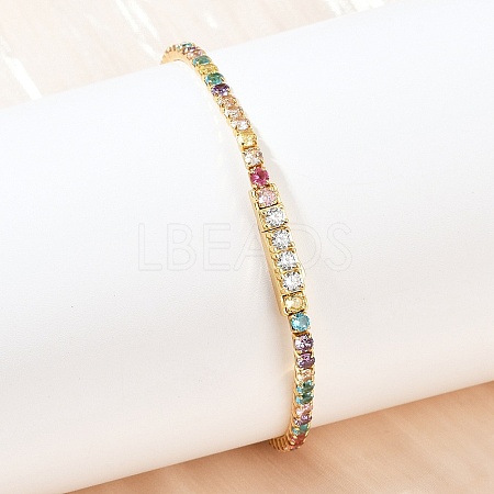 925 Sterling Silver Micro Pave Cubic Zirconia Tennis Bracelets for Women BJEW-C117-01A-G01-1