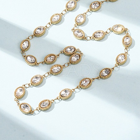 304 Stainless Steel Glass Link Chain Necklaces SA-CBA725A-25A-G-1