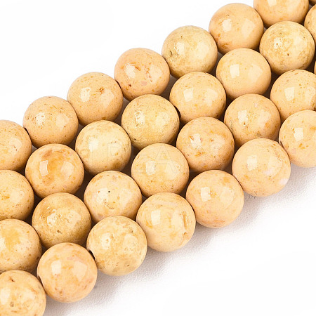 Dyed Synthetic Fossil Beads Strands G-T139-6mm-66B-1