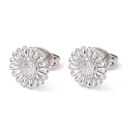 Non-Tarnish 304 Stainless Steel Sunflower Stud Earrings for Women LS-EJEW-G338-05P-1