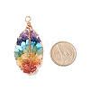 Chakra Natural Mixed Stone Chip Big Pendants PALLOY-JF01662-01-4