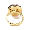 Natural Tourmaline Flat Round Adjustable Ring with Clear Glass RJEW-G257-02G-2