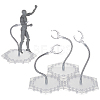 Assembled Hexagon Plastic Action Figure Display Stands with Adjustable Alloy Support Arm ODIS-WH0080-11B-1