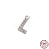 Real Platinum Plated Rhodium Plated 925 Sterling Silver Micro Pave Clear Cubic Zirconia Charms STER-P054-10P-L-1
