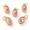 Real 18K Gold Plated Brass Inlaid Cubic Zirconia Charms ZIRC-L100-079G-2