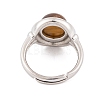 Natural Tiger Eye Round Adjustable Rings RJEW-K271-04P-12-4