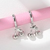 Brass Cherry Hoop Earrings EJEW-M077-19P-02-1