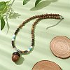 Natural Wenge Wood Pendant Necklaces NJEW-JN04791-01-3