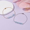 Natural Aquamarine Chips Beaded Anklets Set with 304 Stainless Steel Cable Chains AJEW-AN00481-07-2