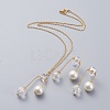 Pendant Necklaces and Ear Studs Jewelry Sets SJEW-JS01064-2