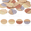 Beadthoven 16Pcs 4 Colors Printed Resin & Wood Pendants WOOD-BT0001-13-20