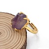 Hexagon Natural Amethyst Finger Rings RJEW-B113-02G-06-5