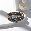 Natural Apatite & Wood Round Beads Stretch Bracelets Set BJEW-JB07165-01-2