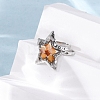 304 Stainless Steel Adjustable Open Cuff Statement Rings RJEW-C083-19P-04-3