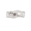 925 Sterling Silver Micro Pave Clear Cubic Zirconia Fold Over Clasps STER-U004-02P-1
