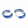 Two Tone 304 Stainless Steel Chunky Huggie Hoop Earrings with Enamel for Women EJEW-C043-11-P-4