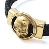 Men's Braided Black PU Leather Cord Bracelets BJEW-K243-39A-G-2