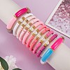 10Pcs 10 Style Handmade Polymer Clay Heishi Beaded Stretch Bracelets Set with Heart BJEW-SW00036-02-3