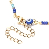 Brass Evil Eye Link Chain Anklet with Glass Beaded AJEW-AN00538-3