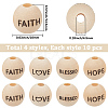 40Pcs 4 Styles Schima Wood European Beads WOOD-PA0001-44-2