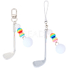 2Pcs 2 Styles Golf Plastic & Alloy Pendant Decorations HJEW-BM0001-40-1