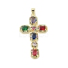 Real 18K Gold Plated Brass Micro Pave Random Color Cubic Zirconia Pendants KK-A209-07D-G-1