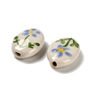 Flower Theme Printed Handmade Porcelain Beads LAMP-D303-06E-02-3
