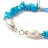 Natural Gemstone Chip & Cultured Freshwater Pearl Beaded Bracelet Sets AJEW-JB01147-3