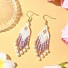 304 Stainless Steel Glass Seed Beads Arrow Dangle Earrings EJEW-MZ00554-05-1