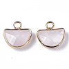 Natural Rose Quartz Semi Circle Pendants G-Q965-11-2