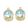 304 Stainless Steel Enamel Round Pendants STAS-I346-05G-02-1