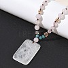 Natural Quartz Crystal Rectangle Pendant Glass Beaded Long Necklaces GG-CBAE048-02C-3