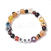 3Pcs 3 Styles Halloween Theme Resin & Polymer Clay & Glass Beaded Stretch Bracelets BJEW-JB10876-3