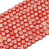 Handmade Millefiori Glass Flat Round Bead Strands LK-P010-02-1