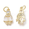 Brass Micro Pave Clear Cubic Zirconia Charms ZIRC-Q024-10G-2