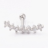 Brass Micro Pave Clear Cubic Zirconia Barbell Cartilage Earrings AJEW-P017-09P-1