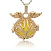 Golden Tone Brass Cage Pendants KK-J213-16G-2