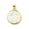 Rack Plating Brass Pave Natural Shell Pendants KK-A204-01B-04G-1