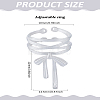 1Pc Bowknot Brass Adjustable Cuff Rings for Women RJEW-LP0002-45-2