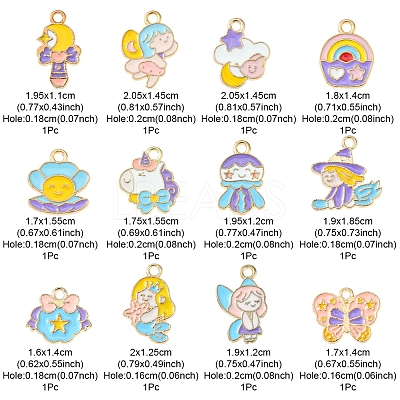 12Pcs 12 Style Alloy Enamel Pendants ENAM-YW0002-76-1