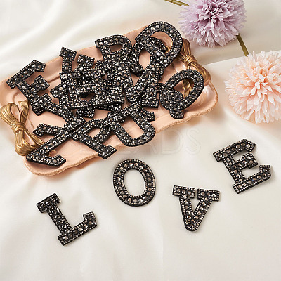 Alphabet Resin Rhinestone Patches DIY-TAC0005-45H-1