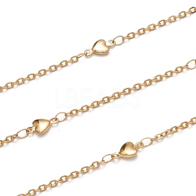 Ion Plating(IP) 304 Stainless Steel Heart Link Cable Chains STAS-P254-07G-1