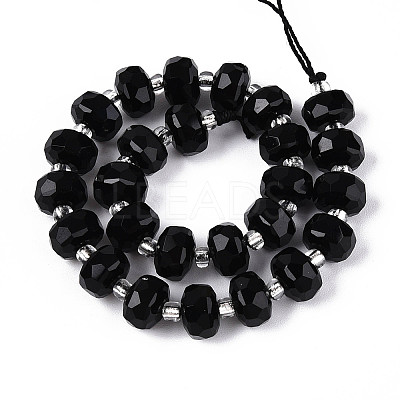 Natural Black Onyx(Dyed & Heated) Beads Strands G-N327-08A-01-1
