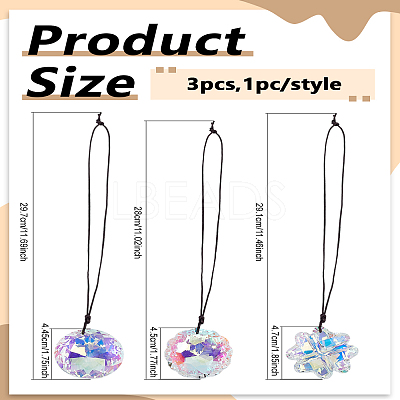 3Pcs 3 Styles Glass Hanging Suncatchers HJEW-LP0002-39-1