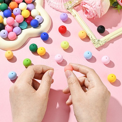 Rubberized Style Opaque Acrylic Beads MACR-CJC0009-02A-1