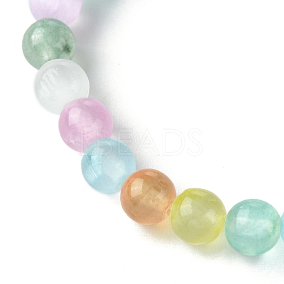 6mm Dyed Natural Selenite Round Beaded Stretch Bracelets for Women BJEW-JB10815-1