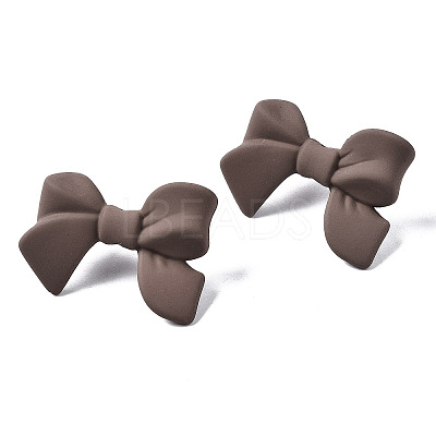 Spray Painted CCB Plastic Bowknot Stud Earring Findings CCB-Q091-07E-1