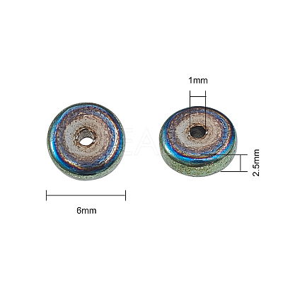 210Pcs 6 Colors PVD Vacuum Plating Non-magnetic Synthetic Hematite Beads G-CJ0001-45-1