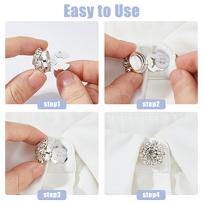 6Pcs Brass & Acrylic Rhinestone Cufflinks BUTT-DC0001-17A-1