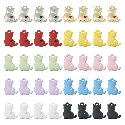 40Pcs 10 Styles Spray Printed Alloy Pendants FIND-TA0002-38-1